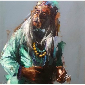 Khalid Khan-Kaay, Malang-8, 22 x 22 Inch, Acrylic on Canvas, Figurative Painting, AC-KHKN-036
